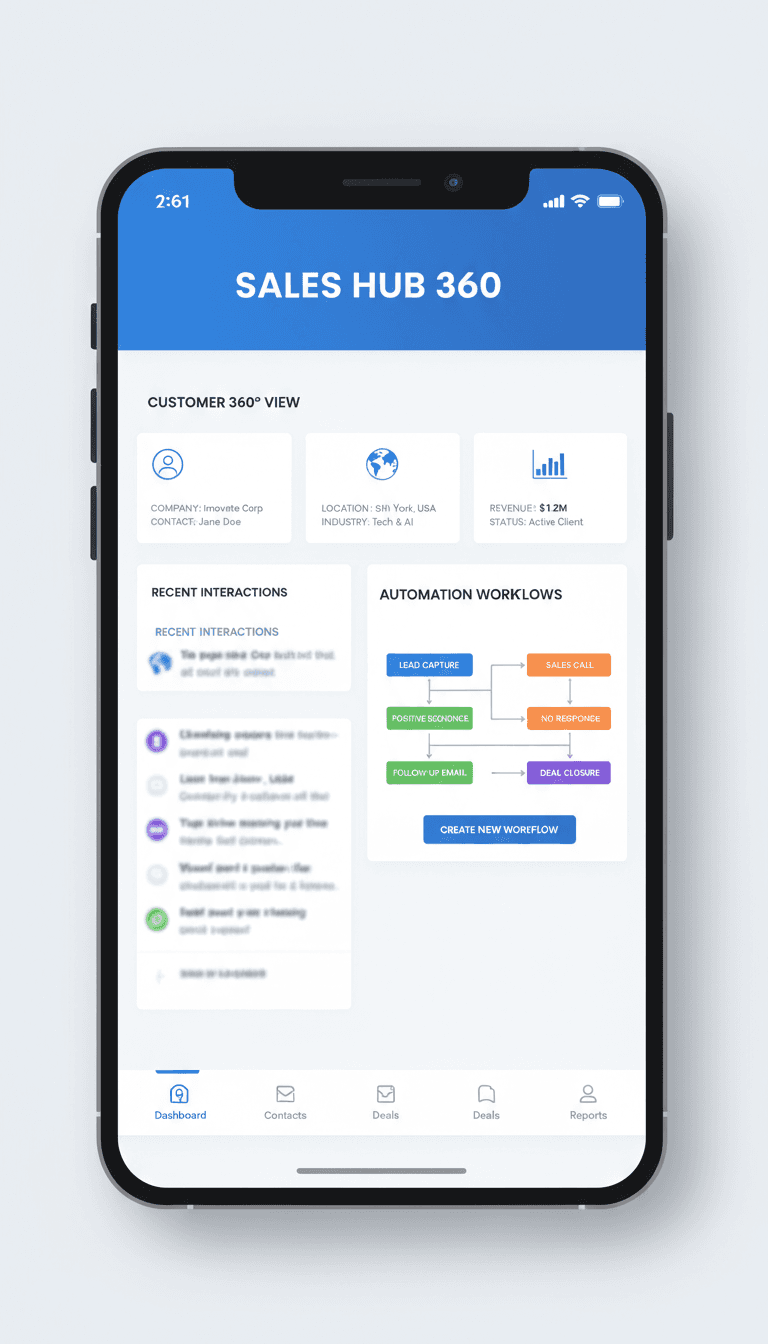 Sales automation and CRM integration dashboard