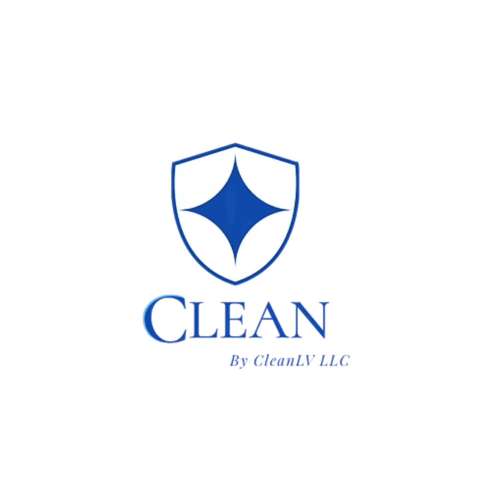 Blue shield with a four-pointed star above the words CLEAN By CleanLV LLC.